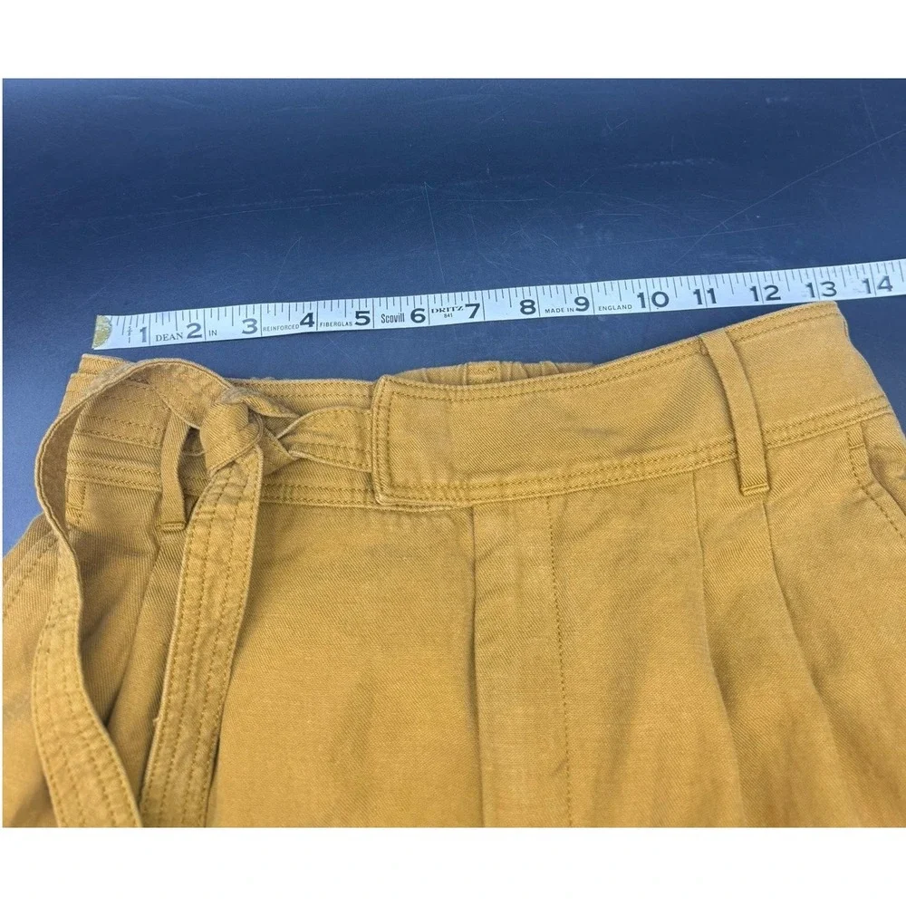 Banana Republic Mustard Yellow Linen Blend Cargo Jogger Pants Women Size 4